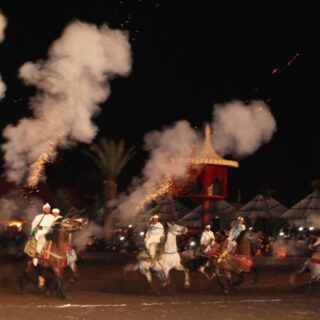 Fantasia Chez Ali horse-riding performance under the night sky